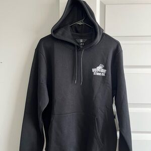 Volcom Stone Co Black Graphic Hoodie Streetwear Skate Logo Men’s Small NWT